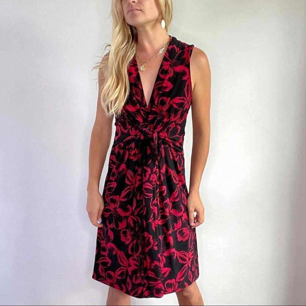 5‎ for $25🔥Small Norma Kamali Floral Jersey Knit Wrap Sleeveless Dress